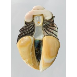 FIGURE ON ABALONE MOTHER OF PEARL AND SHELL
