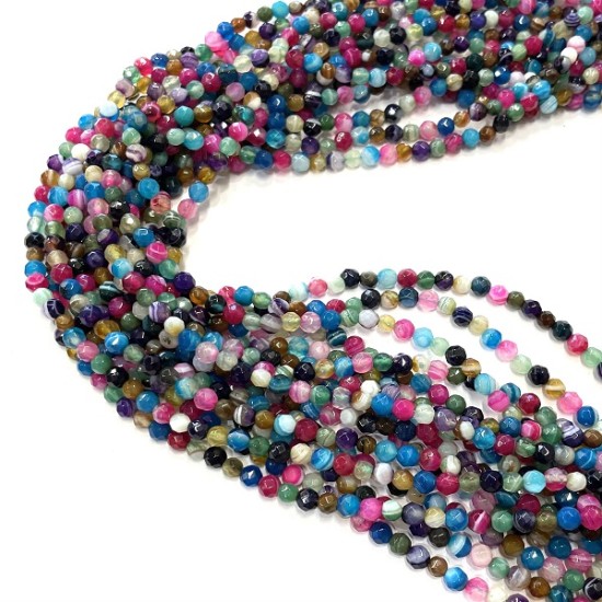 AGATE FACETED  ROUND BEADS