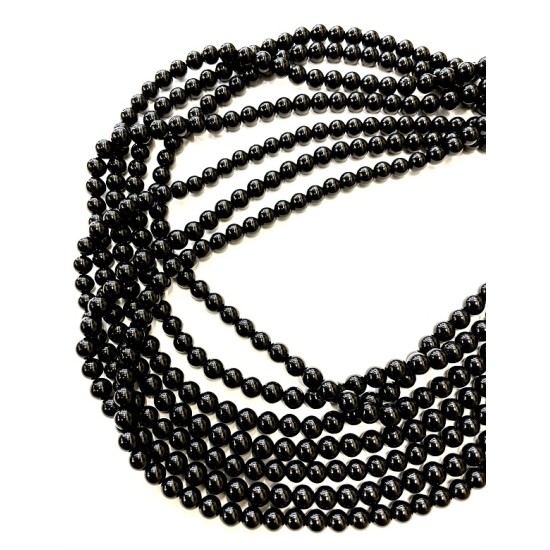 BLACK TOURMALINE ROUND BEADS