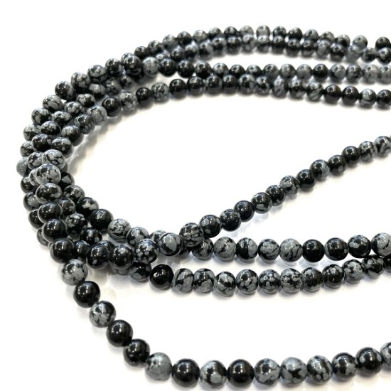 SNOWFLAKE OBSIDIAN BEADS