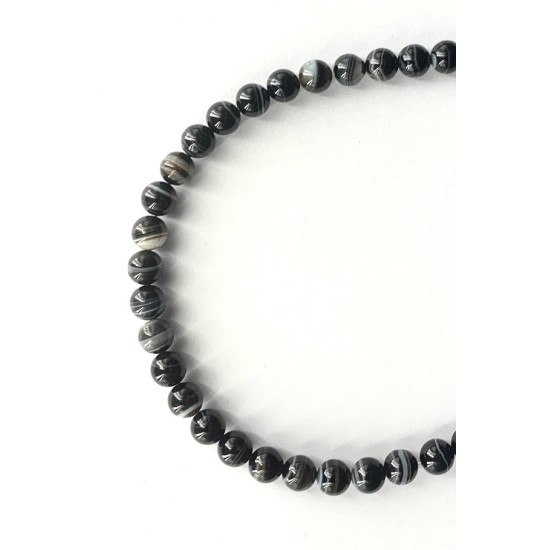 BLACK AGATE ROUND BEADS