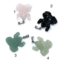 SEMIPRECIOUS STONES FROG PENDANT