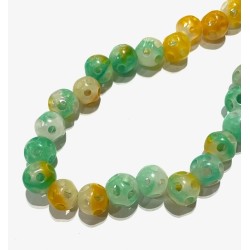 MULTICOLOR JADE CARVED ROUND  BEADS