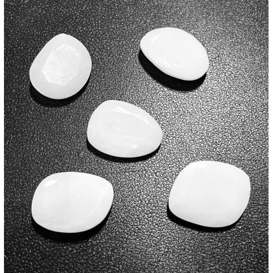 WHITE  AGATE  FREE FORM ROSE CUT STONES