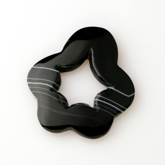 BLACK AGATE WHIT LINE FLOWER
