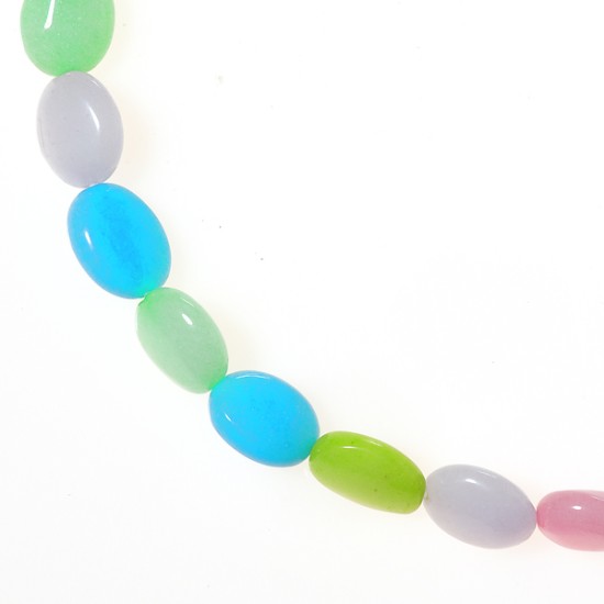 MULTICOLOR JADE OVAL BEADS