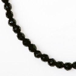 BLACK AGATE FACETED  ROUND BEADS