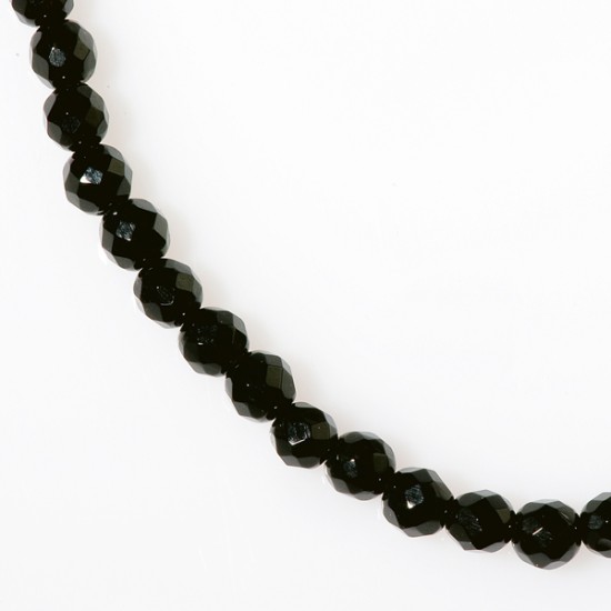 BLACK AGATE FACETED  ROUND BEADS