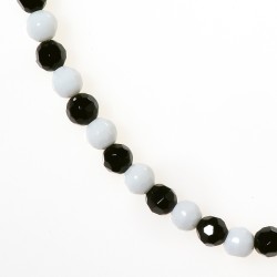 WHITE AND BLACK AGATE FACETED ROUND BEADS