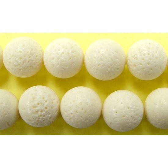 WHITE SPONGE CORAL ROUND BEADS