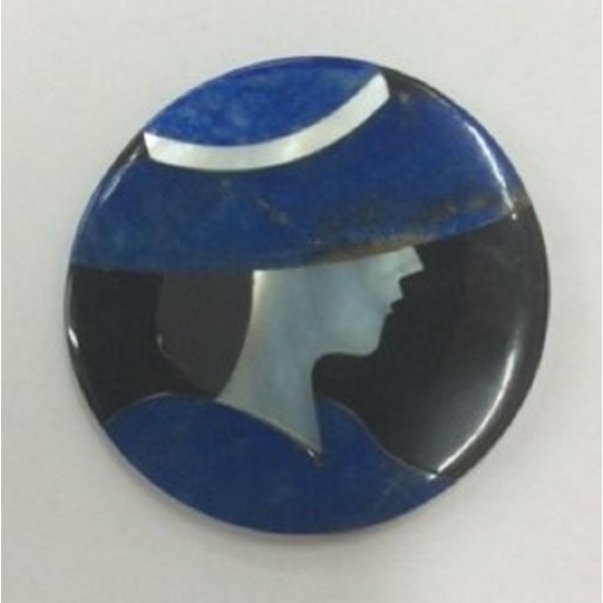 FIGURE ON LAPIS MOTHER OF PERAL AND ONYX
