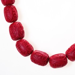 RED CINNABAR BARREL BEADS
