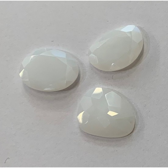 WHITE  AGATE  FREE FORM ROSE CUT STONES