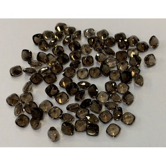 SMOKY QUARTZ FACETED CUSHION